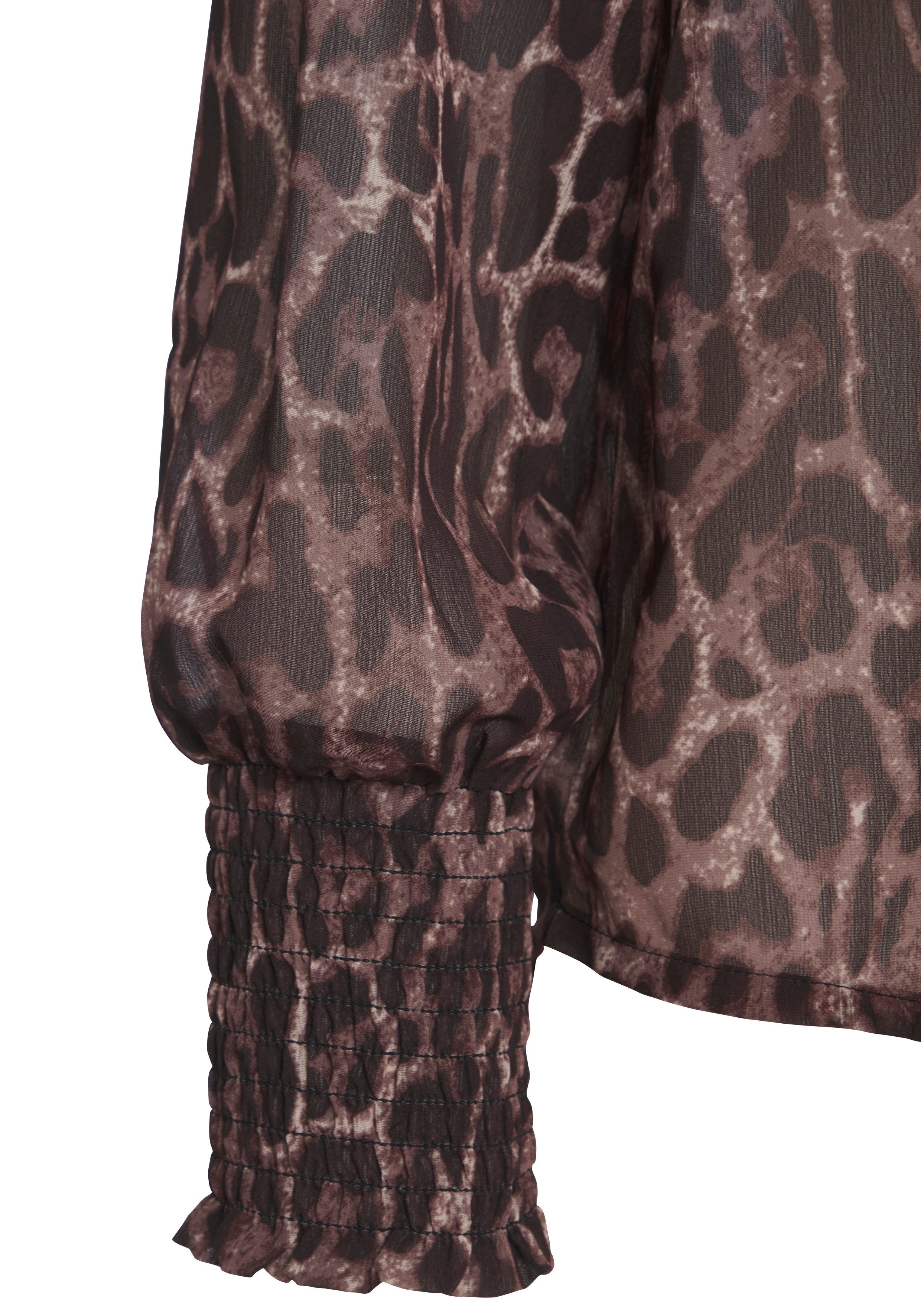 LASCANA Chiffonbluse mit Leodruck und V-Ausschnitt, Damenbluse, elegant-chic – Bild 3 von 4
