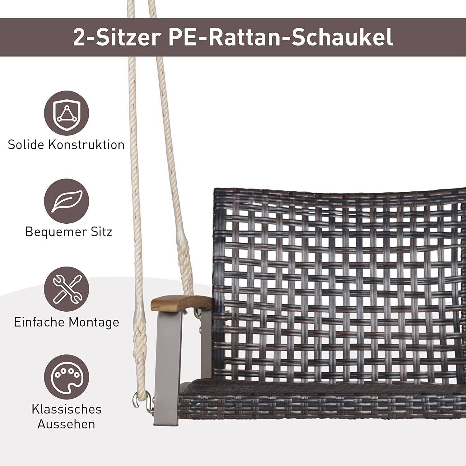 KOMFOTTEU Doppelschaukel Gartenschaukel, mit Handläufen aus günstig online kaufen