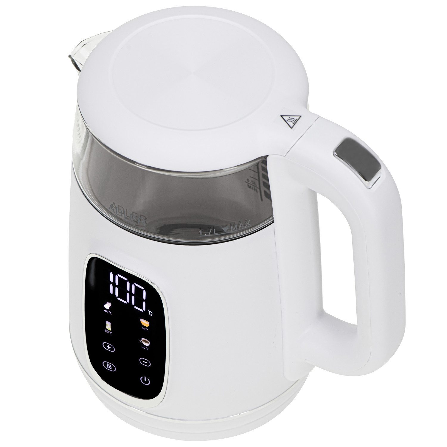 Adler Wasserkocher AD 1305 Elektrischer Glas-Wasserkocher 1.7L, 1.7 l, 2200 W, Temperaturregelung, LED-Anzeige, Touchpanel