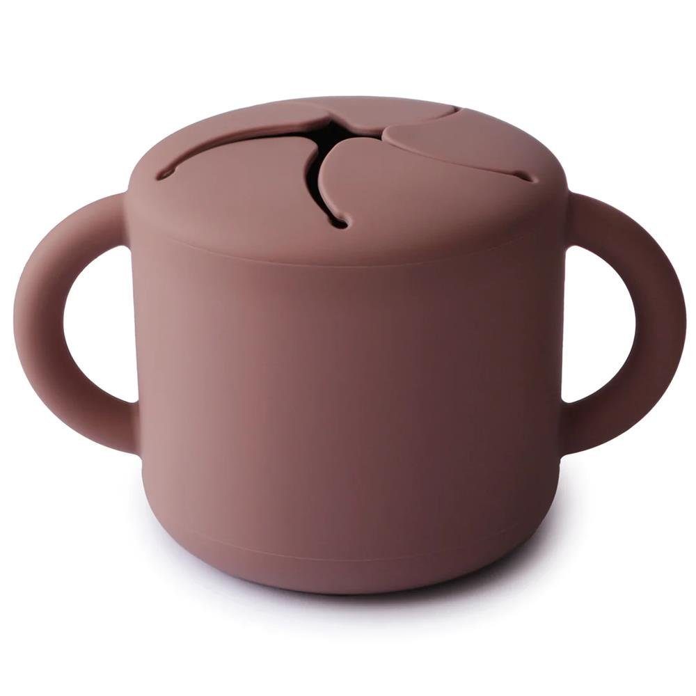 Mushie Kinderbecher Snackbecher Woodchuck, Silikon BPA-frei Babybecher Snackschale