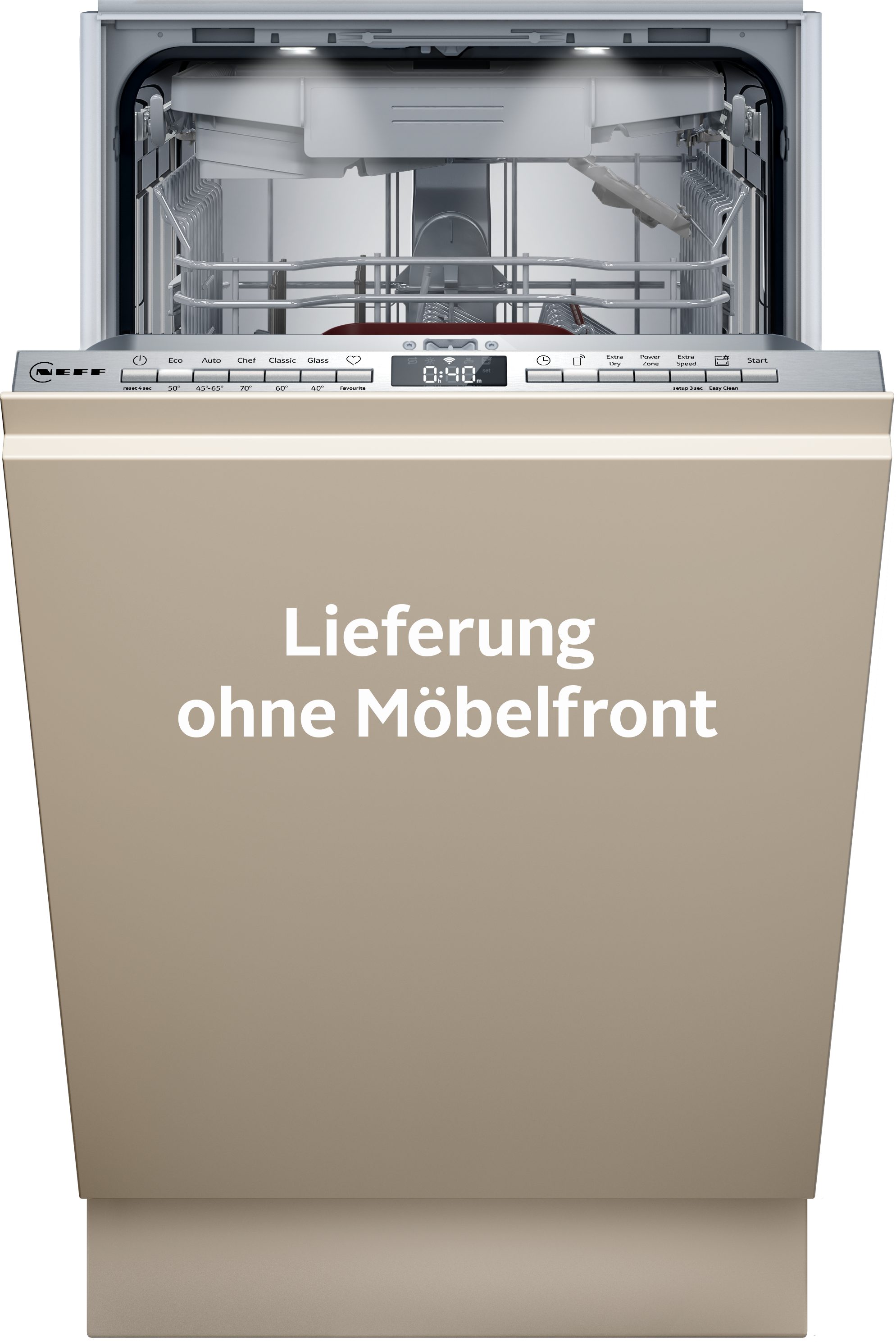 NEFF vollintegrierbarer Geschirrspüler N 50 S855EMX34E, 10 Maßgedecke, Automatische Türöffnung für Effizienz, flexible Körbe & Schubladen