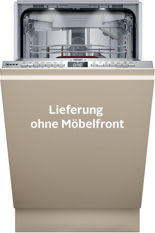 NEFF vollintegrierbarer Geschirrspüler N 50 S855EMX34E, 10 Maßgedecke, Automatische Türöffnung für Effizienz, flexible Körbe & Schubladen