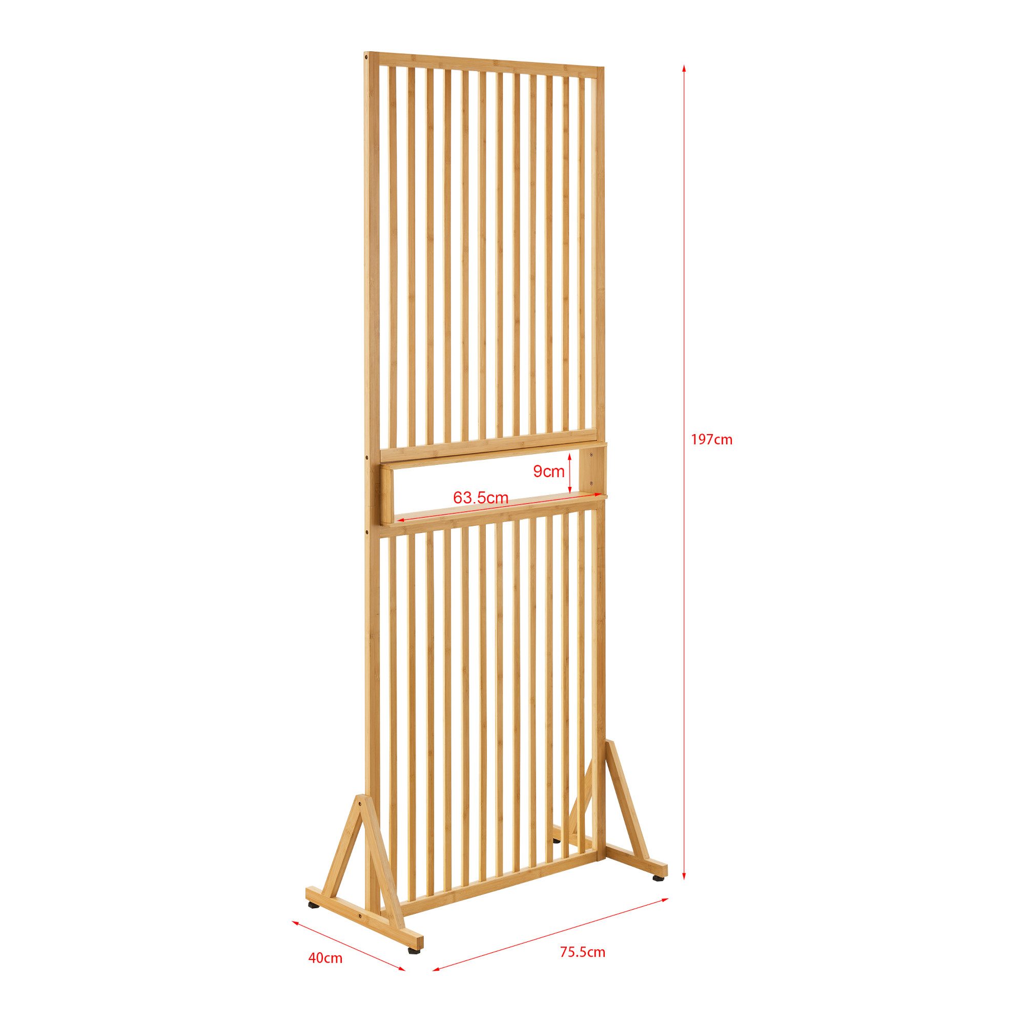 en.casa Raumteiler, Raumtrenner »Fron« 197x75,5x40 cm Bambus Natur