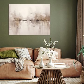 Wallarena Leinwandbild Abstrakt Kunst Beige Modern Wandbild Groß Kunstdruck Aufhängefertig, Abstrakt (Einteilig, 1 St), Wandbilder Leinwandbilder Leinwand Bilder Wohnzimmer Schlafzimmer Bild