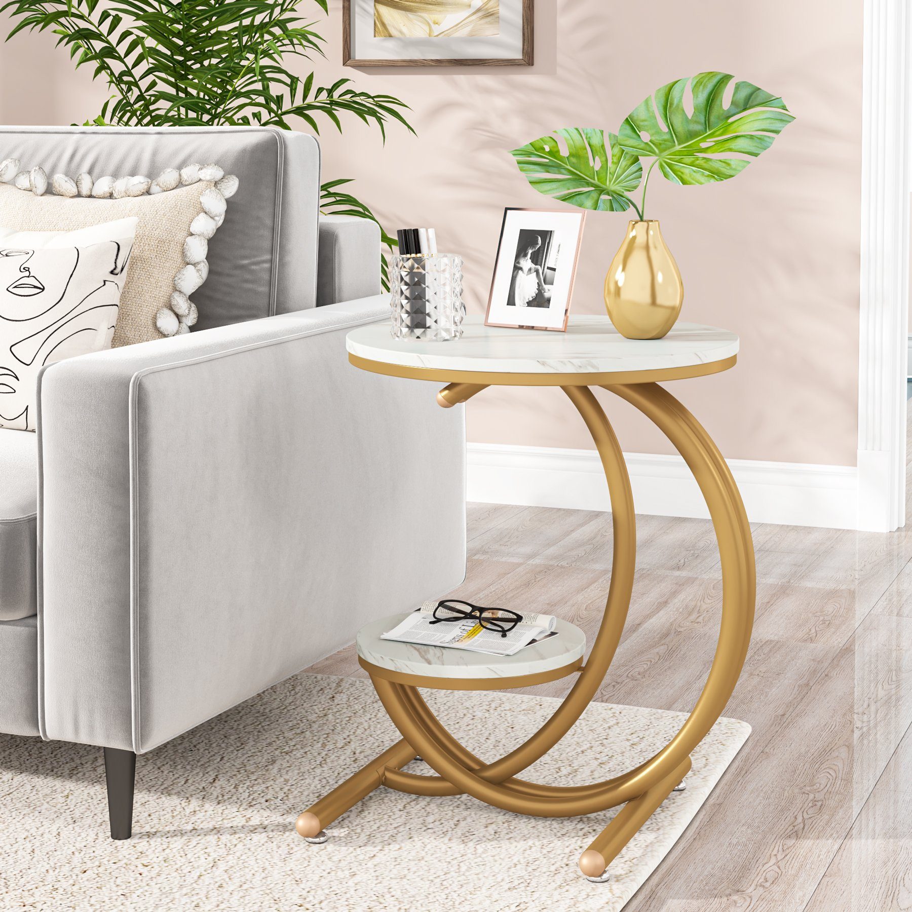 Tribesigns Beistelltisch Beistelltisch, 2-stöckiger Beistelltisch mit C-för günstig online kaufen