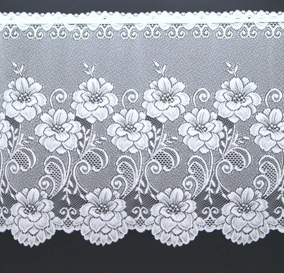 Stangendurchzug, Scheibengardine Weckbrodt, halbtransparent, St), (1 Bordüre, Kante Jacquard, Stangendurchzug floral, Montello, Gardine, geblümt, Bistro,