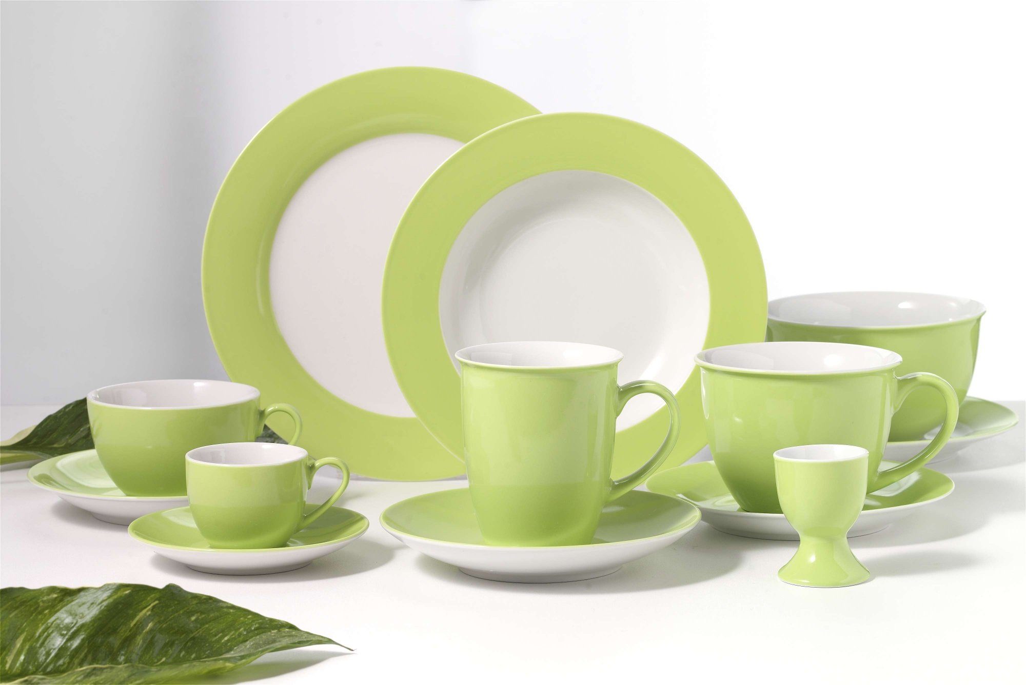 Ritzenhoff & Breker Kaffeeservice Doppio (18-tlg), 6 Personen, Porzellan, grün