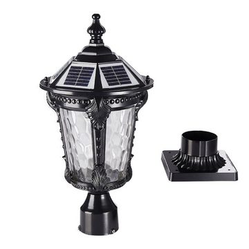 Arnusa LED Solarleuchte Sockelleuchte schwarz Außenleuchte Solarlampe Gartenleuchte kabellos, LED fest integriert, warmweiß, kaltweiß, Aluminium und Glas mit Fernbedienung dimmbar