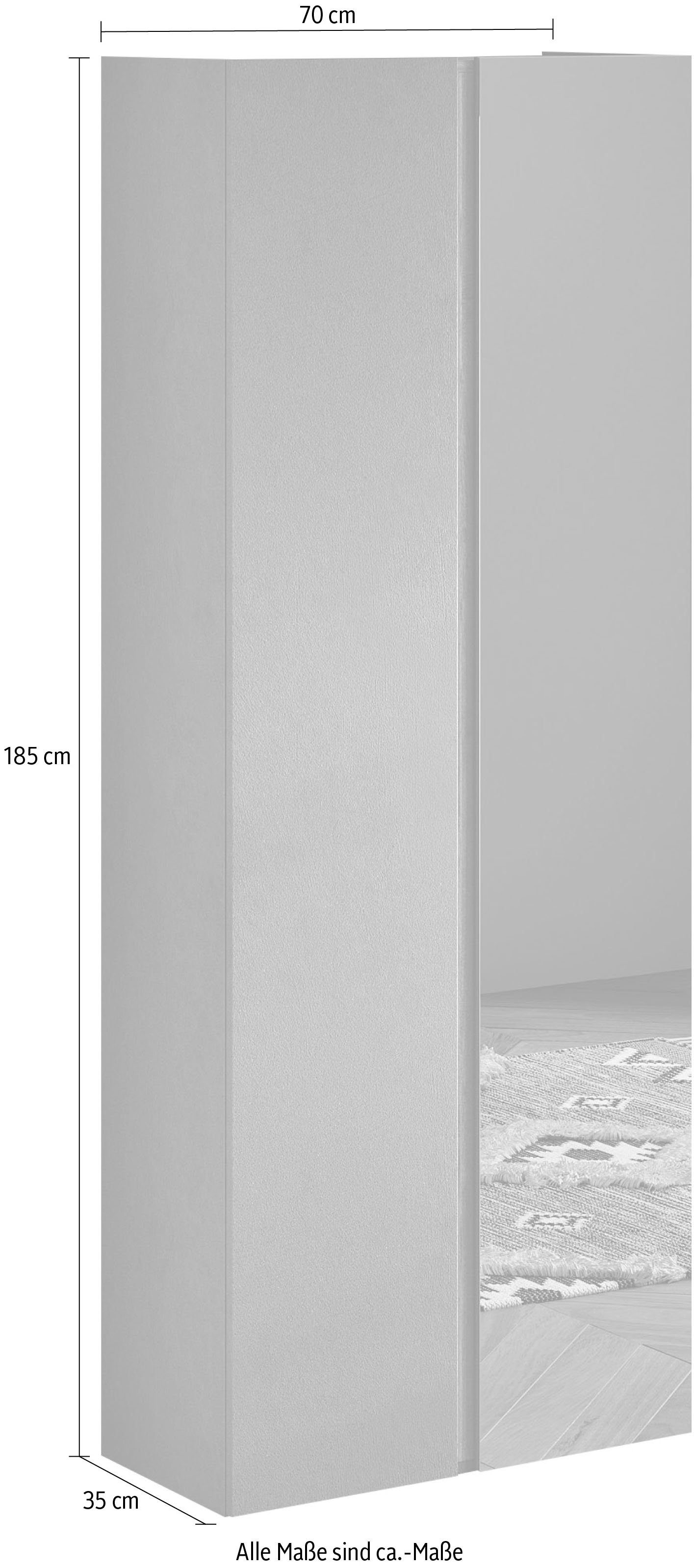 LC Schuhschrank Frame Breite Holzstruktur Bronzo NB mit 70 cm, Mercure | Mercure NB Spiegeltür Holzstruktur Bronzo / 
