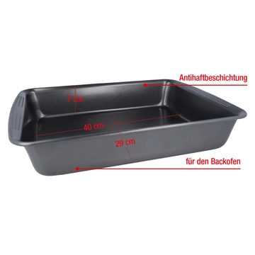 EUROHOME Auflaufform Ofenform hitzebeständig Kuchenform 40 cm mit Antihaftbeschichtung, Karbonstahl, (1-St), Ofen Backform ofenfest rechteckig