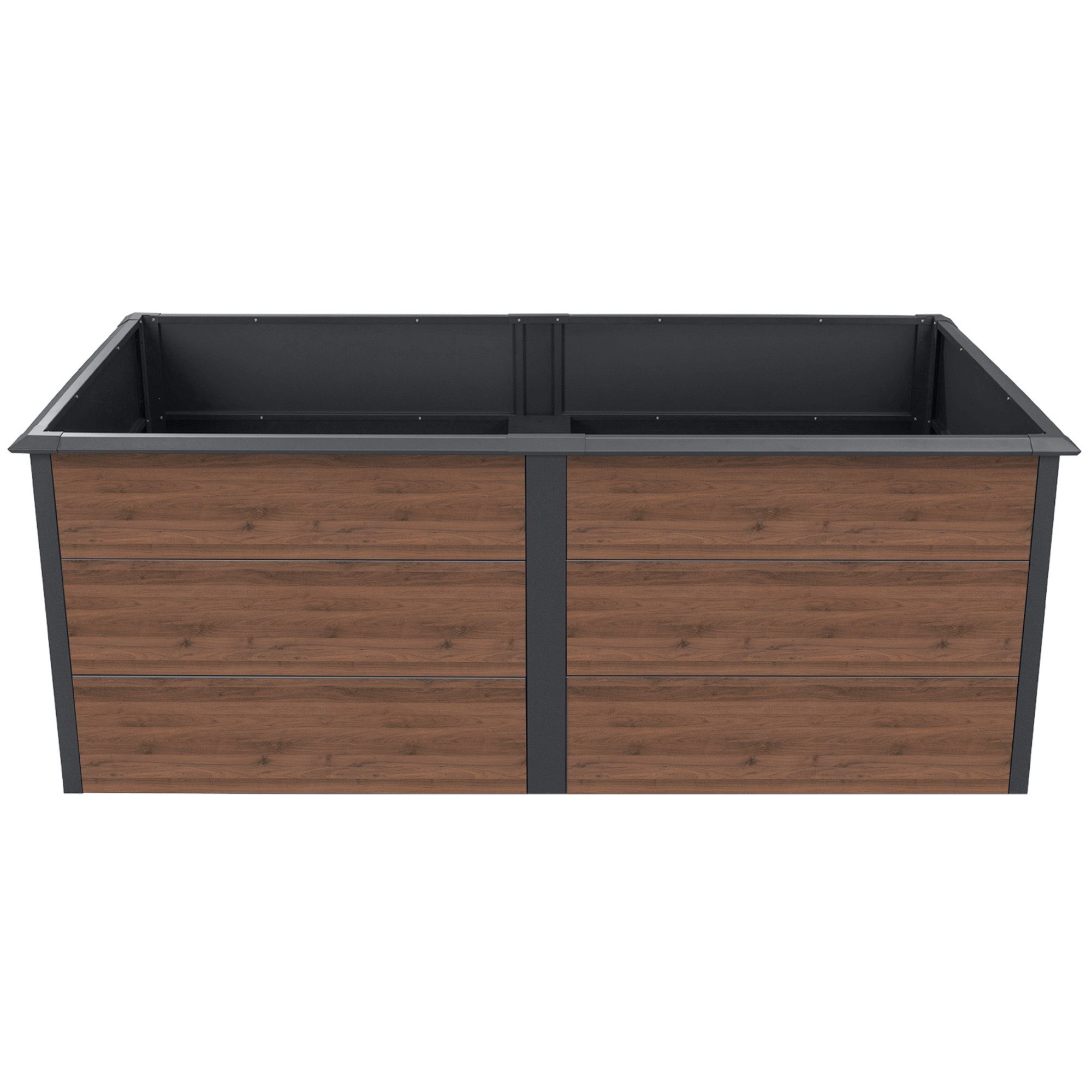 Zelsius Hochbeet verzinkter Stahl 200 x 100 x 77 cm Anthrazit RAL 7016 Walnuss Holzopti, Inkl. Schneckenschutz – Bild 5 von 5