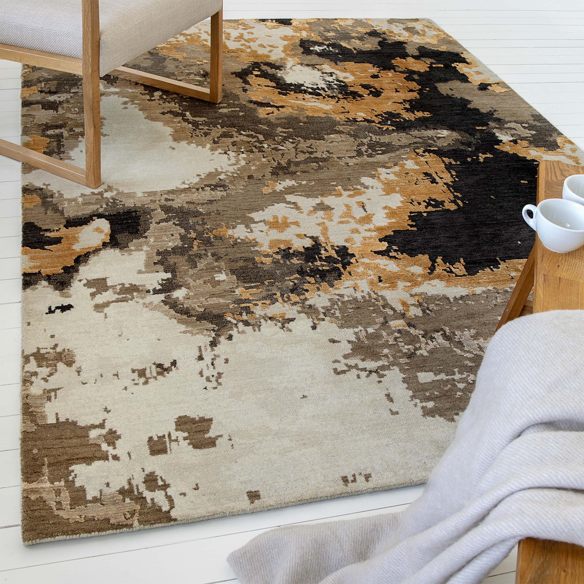 OTTO home Teppich Orin, rechteckig, Höhe: 6 mm, Kurzflor, 80 % Wolle und Viskose, handgewebt, weich, Schlafzimmer