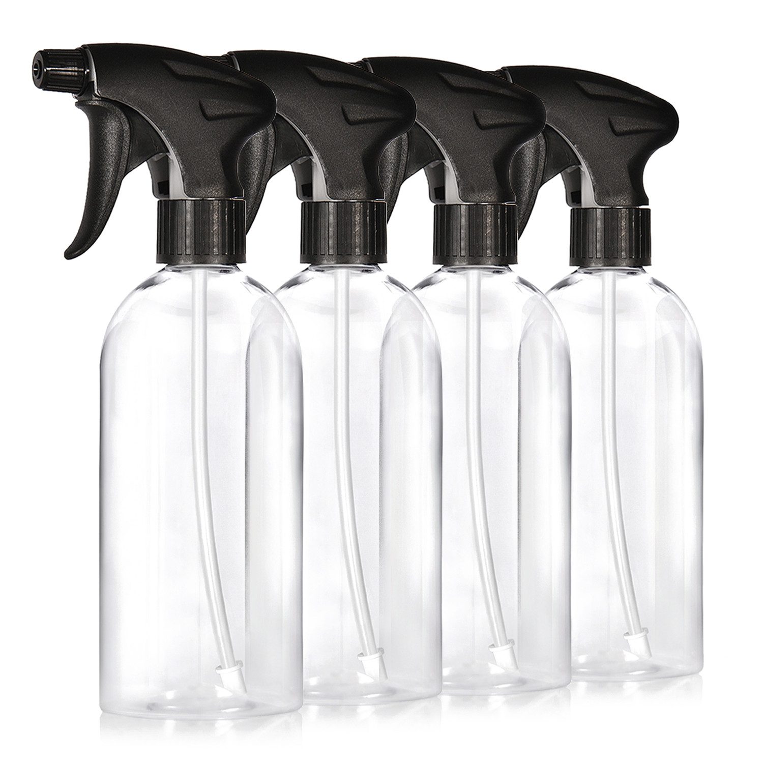 Oputec Sprühflasche 4 x 500ml Sprühflasche Kunststoff Transparent zum Befüllen
