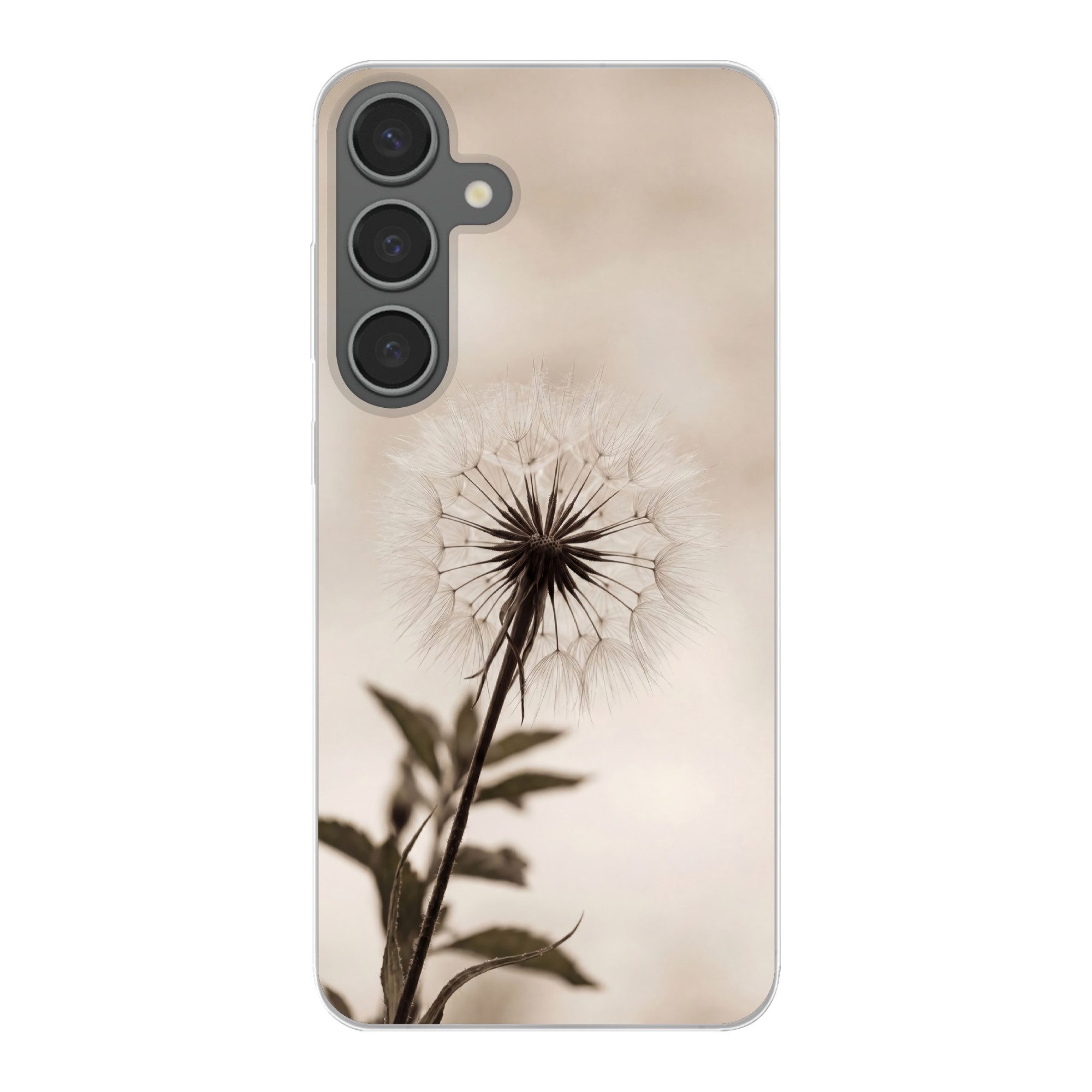 MuchoWow Handyhülle für Samsung Galaxy S24 Plus Pusteblume - Minimalistisch - Weiß, Phone Case, Silikon, Schutzhülle Dünn