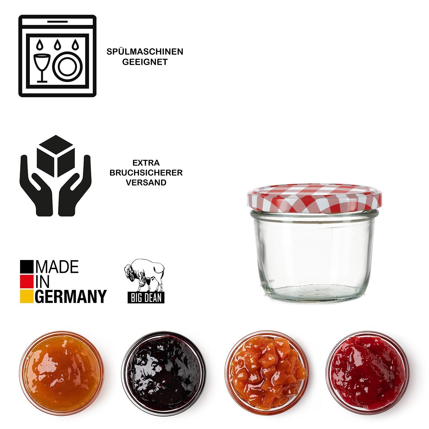 230ml 48 Einmachglas Made Germany, Marmeladengläser BigDean in Glas, (48-tlg) Sturzgläser Einmachgläser