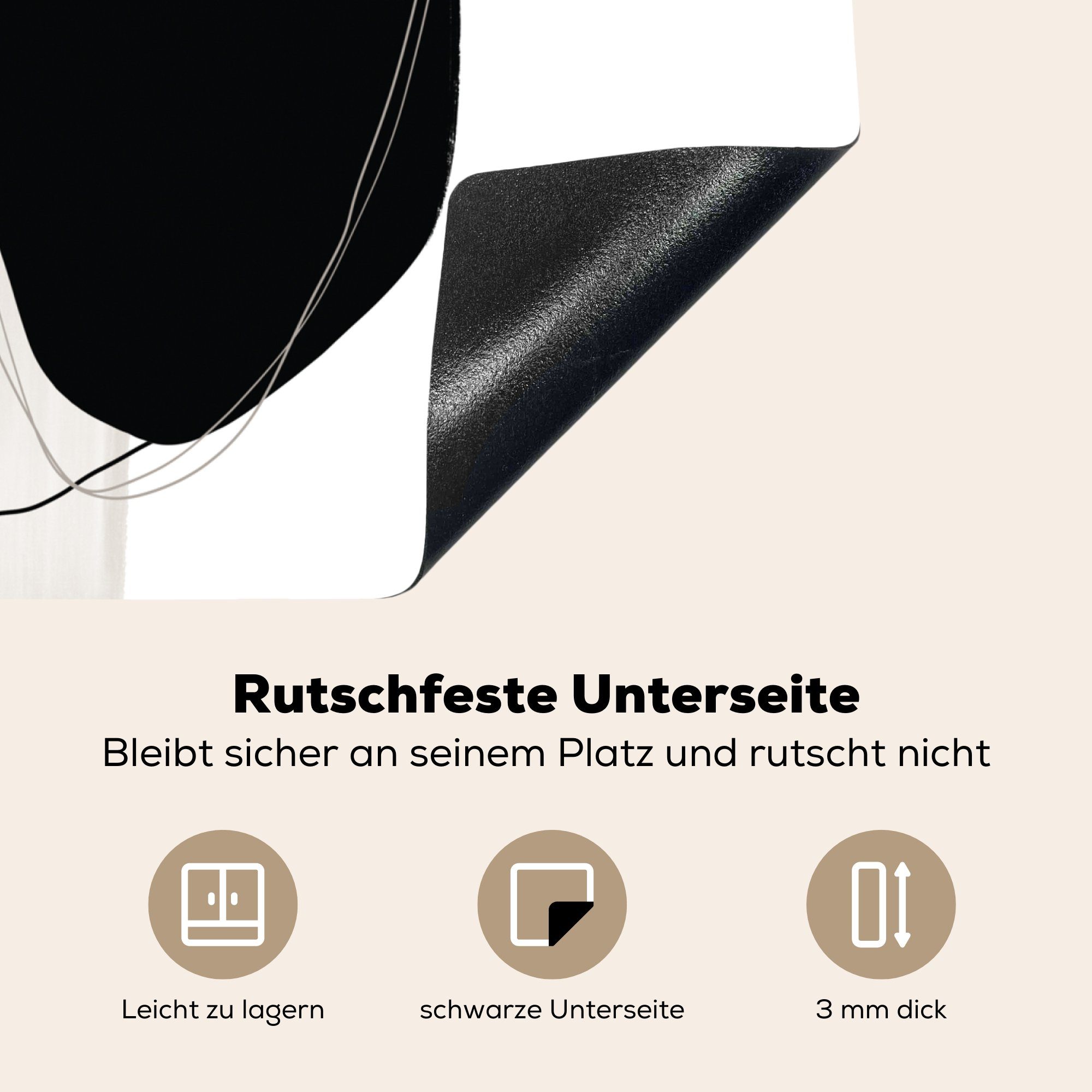 Induktionskochfeld Farbe Küchen MuchoWow (1 - cm, 58x51 Vinyl, für Pastell, Dekoration Induktionsherd, Schwarz tlg), Herdblende-/Abdeckplatte -