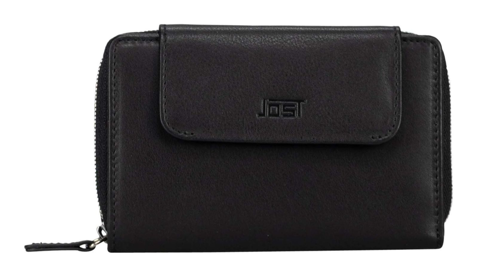 Jost Geldbörse Zip Wallet, aus echtem Leder mit RFID-Blocker Schutz