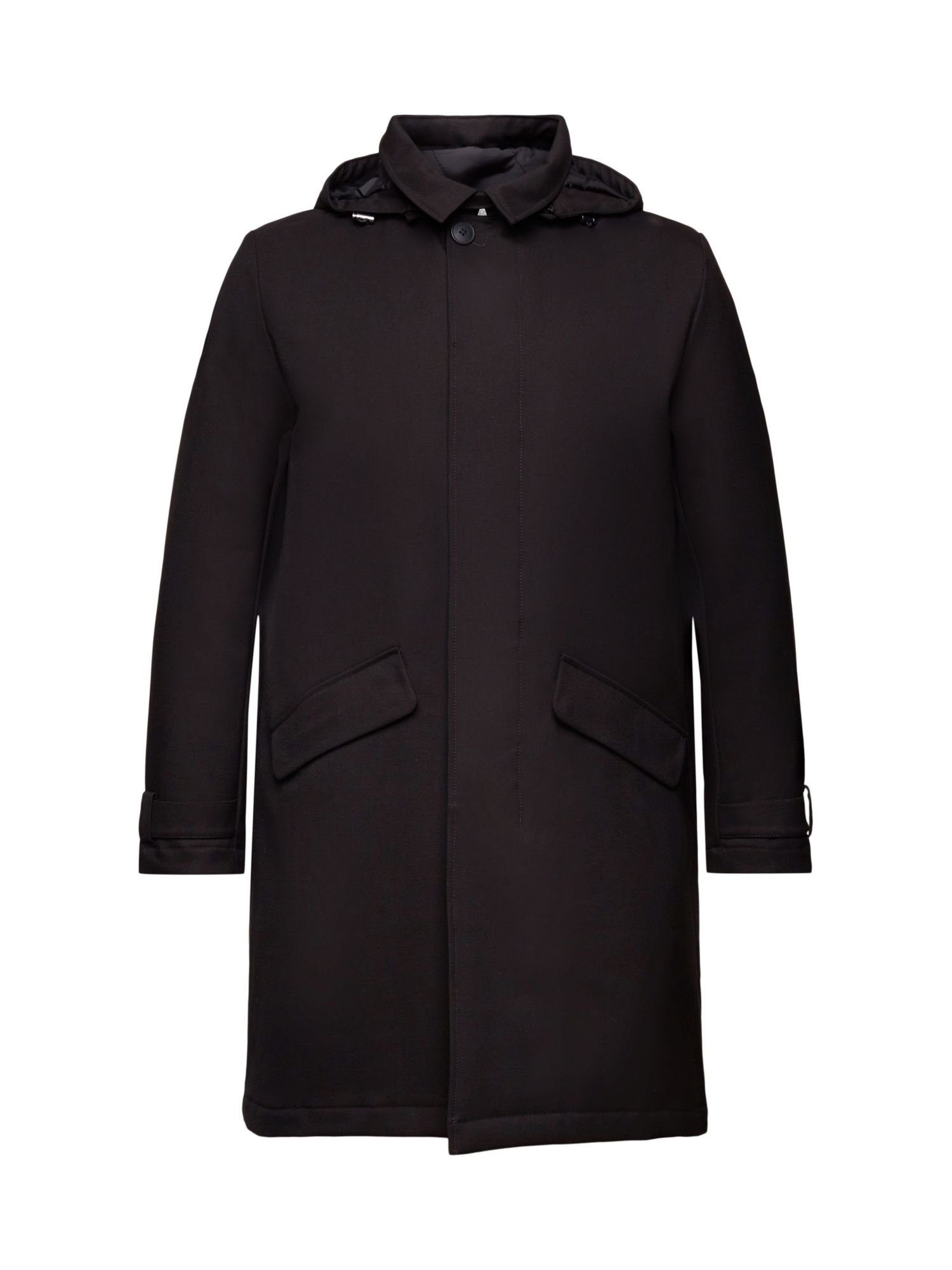 Esprit Collection Wintermantel Recycelt: Wattierter Mac Coat mit flexibler Kapuze BLACK