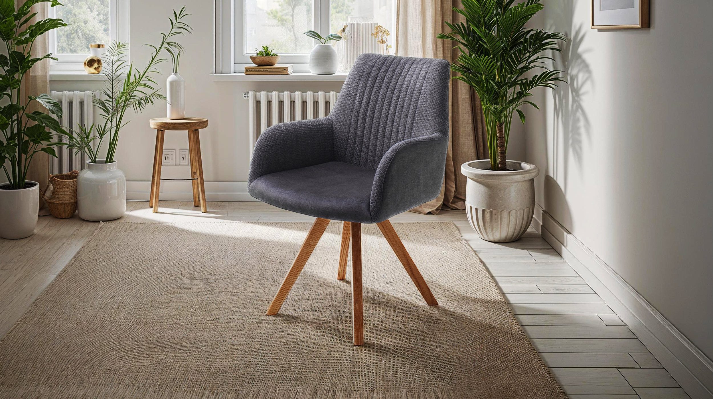 Massivart® Polsterstuhl Armlehne drehbar / anthrazit oder braun / 180 Grad günstig online kaufen