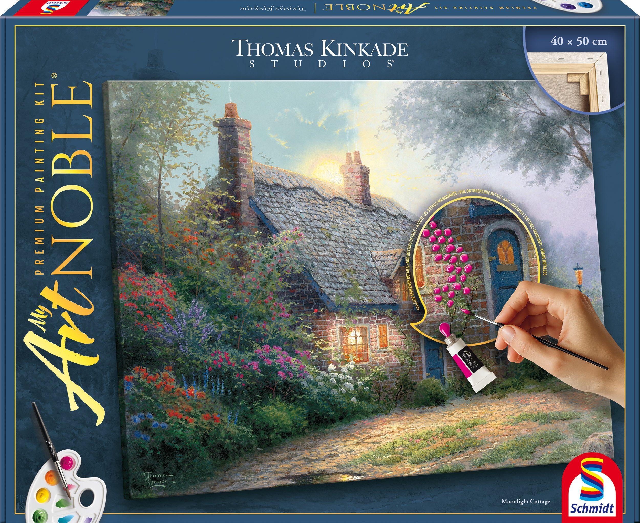 Schmidt Spiele Malvorlage MyArtNoble, Thomas Kinkade, Malset Moonlight Cottage