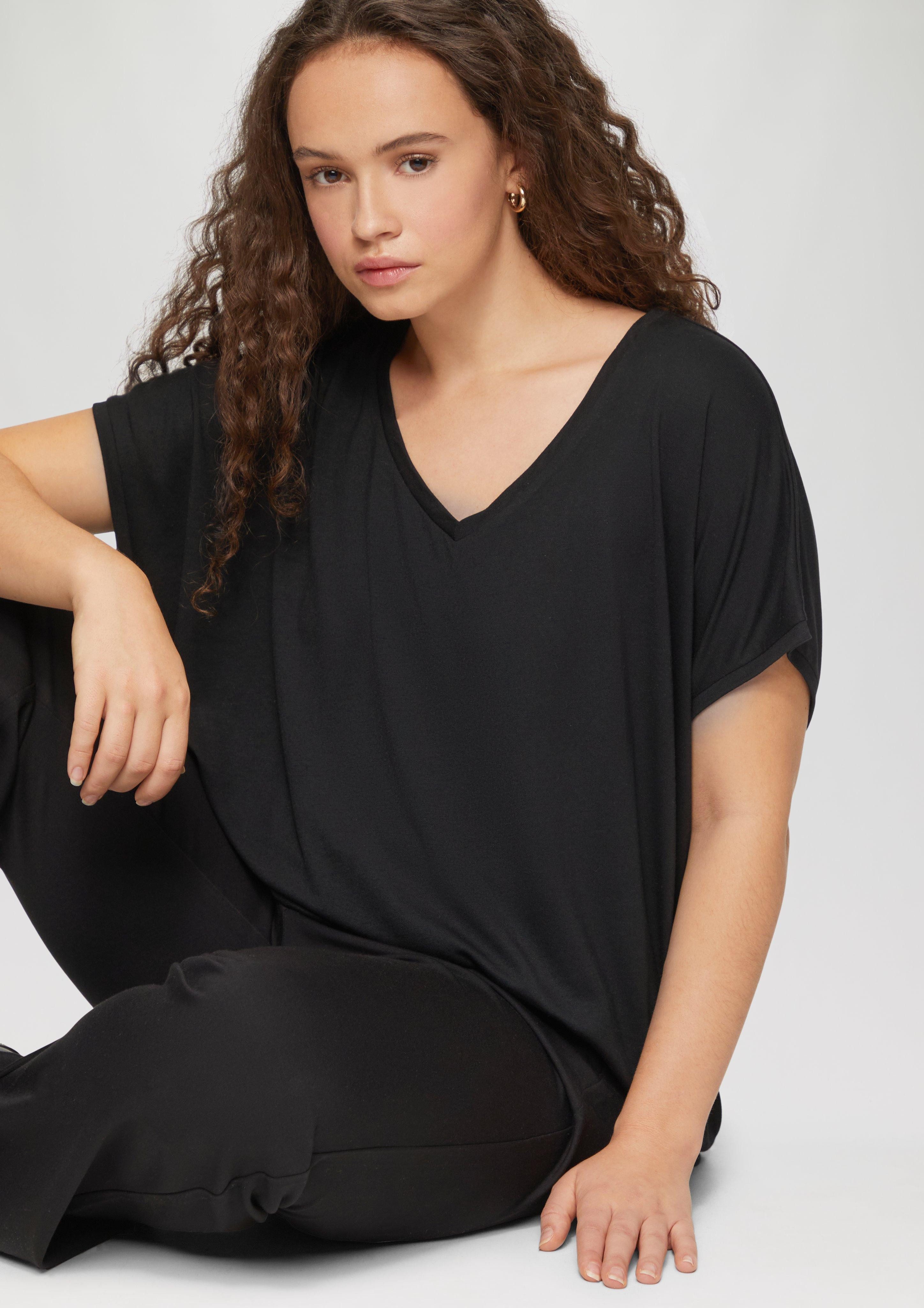 QS Kurzarmshirt Longshirt aus Modalmix günstig online kaufen