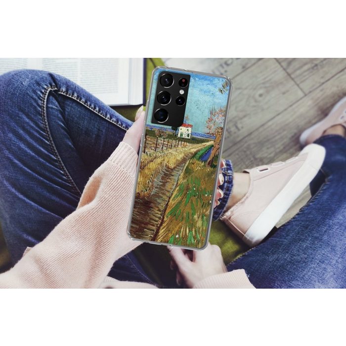 MuchoWow Handyhülle Weg durch ein Weidenfeld - Vincent van Gogh Phone Case Handyhülle Samsung Galaxy S21 Ultra Silikon Schutzhülle
