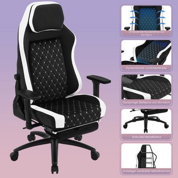 Woltu Gaming-Stuhl (1 St), Bürostuhl mit adaptiver Lendenwirbelstütze, Fußstütze Armlehnen