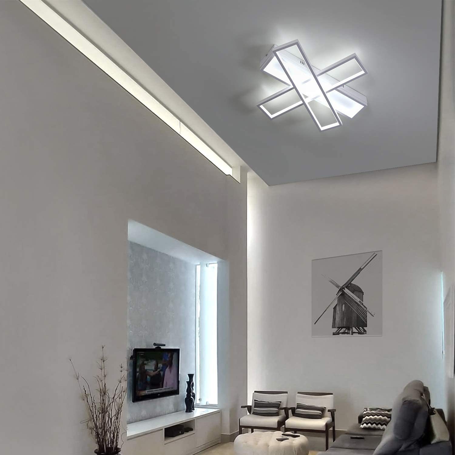 fest integriert, Kronleuchter ZMH Deckenleuchte für Dimmbar Dimmbar Küche, Büro LED Wohnzimmer Innen LED
