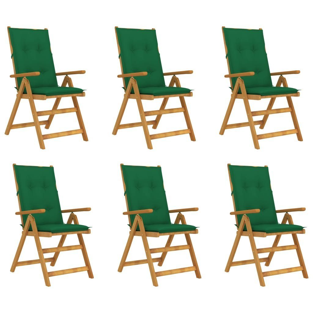 furnicato Gartenstuhl Klappbare Gartenstühle 6 Stk. mit Auflagen Massivholz Akazie