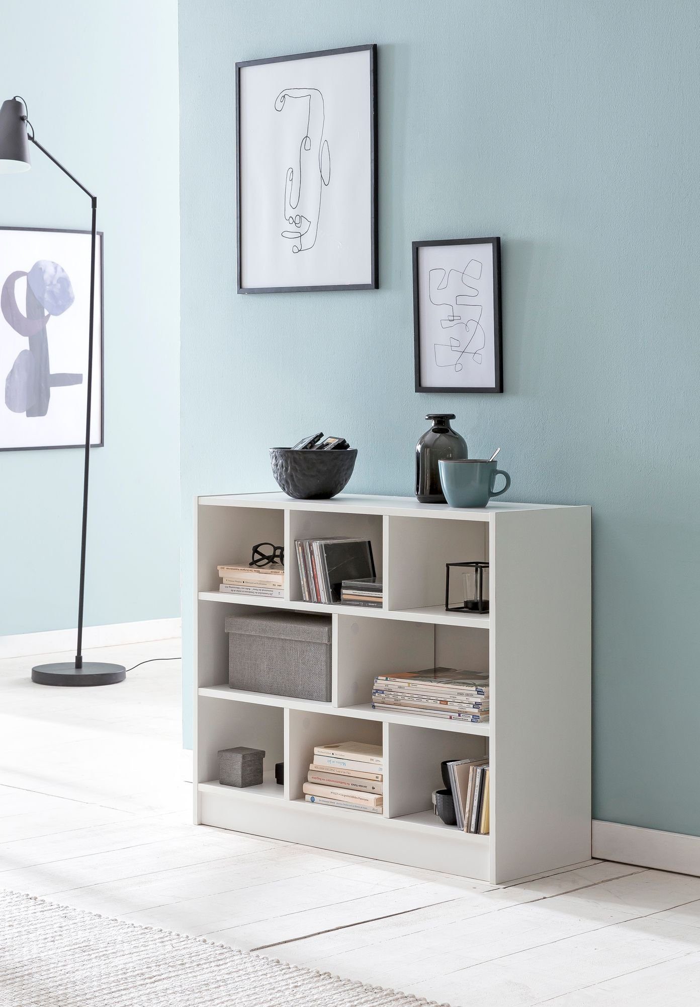 möbelando Bücherregal Bücherregal WL5.819 Weiß 80x68,5x29,5 cm Regal Standregal Modern, 30 x 69 x 80 cm (B/H/L)