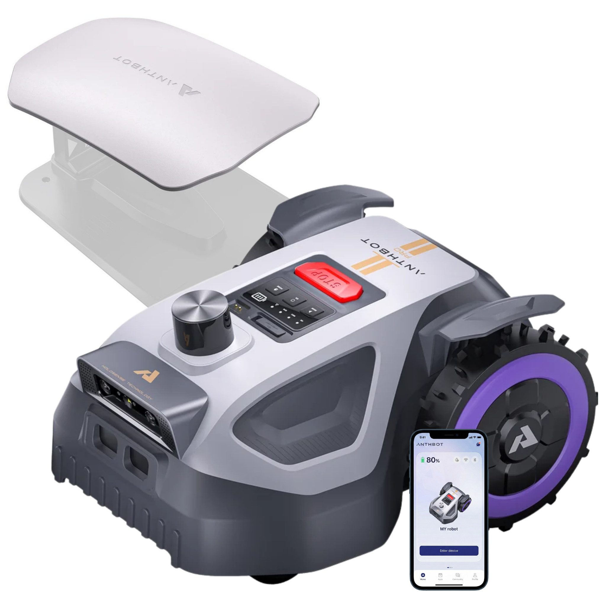ANTHBOT Rasenmähroboter M9 PRO, Ohne Begrenzungsdraht, 360° LiDAR & RTK & HDR-Dual-Vision, bis 1200 m² Rasenfläche, 45% Steigung, Kantenmähen, Multizonen, App-Steuerung, IPX6
