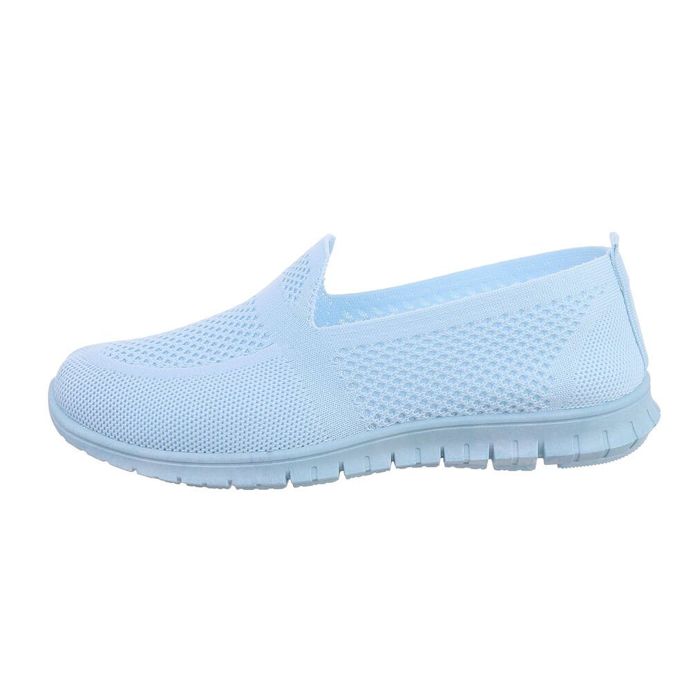 Slipper Low-Top Hellblau Low Damen Freizeit Flach Sneakers Ital-Design in