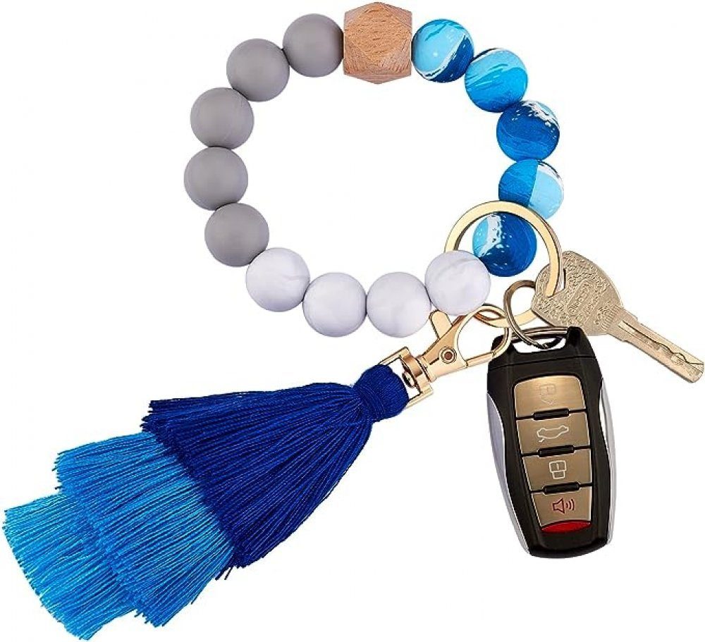 Armband Damen für Blau TUABUR Schlüsselanhänger Schlüsselanhänger. Zierkette Perlenarmband