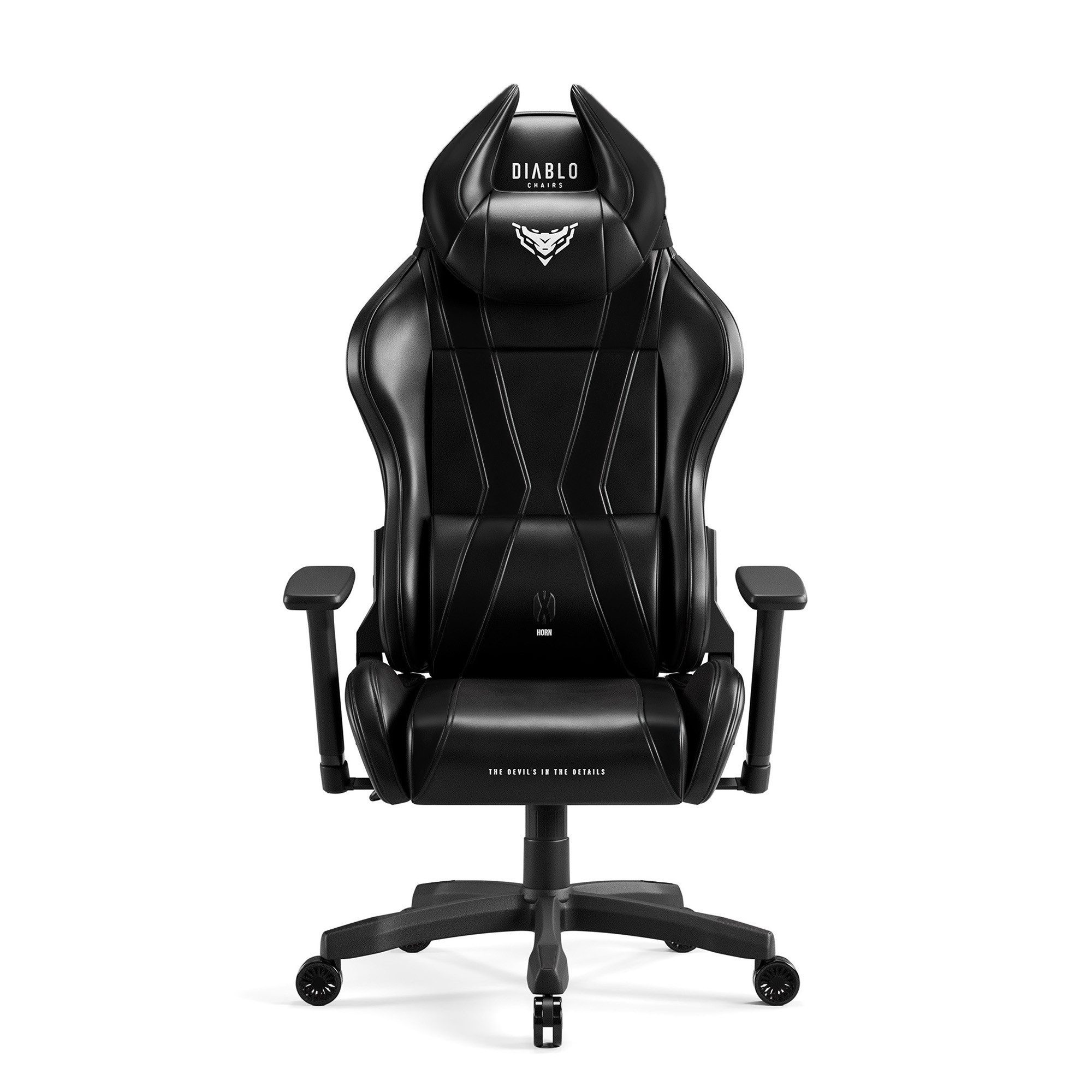DIABLO CHAIRS Gaming-Stuhl X-Horn 2.0 HDS Kunstleder ergonomisch 3D-Armlehnen Kopfstütze (3D-Armlehnen, Memory-Schaum, HDS Kunstleder, Normal L King XL), Lendenkissen Wippfunktion 160° Metallbasis 2 Größen