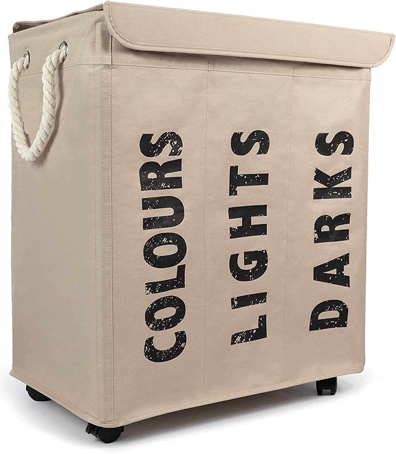 osoltus Wäschesortierer osoltus 3er Wäschesortierer auf Rollen Wäschebox Wäschekorb Sand Beige