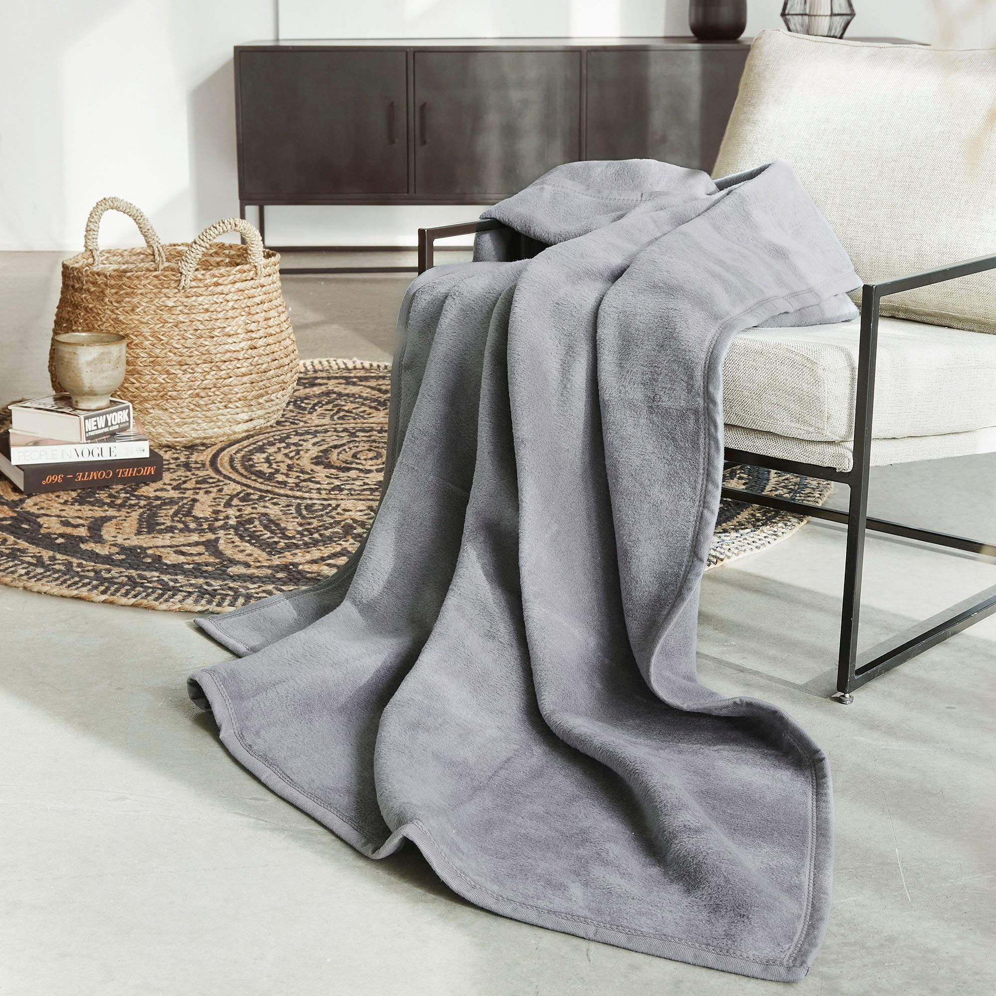 Wohndecke Uni Kniedecke Luxus, IBENA, unifarbenes Design günstig online kaufen