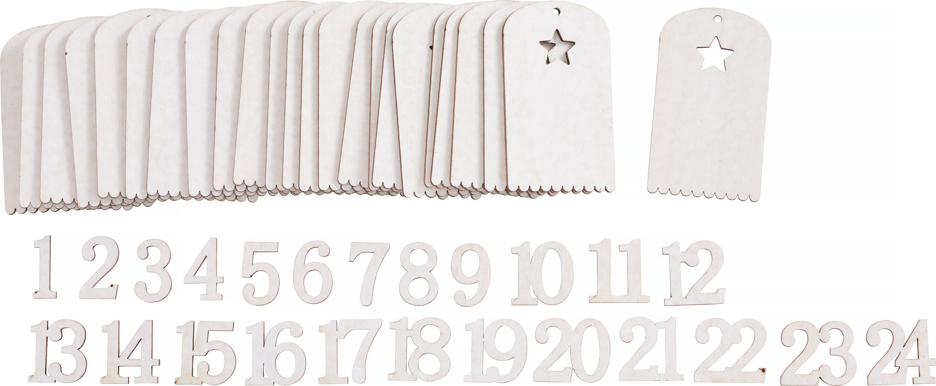 VBS Deko-Buchstaben Adventsschilder mit Zahlen Stanton, 48 Stück