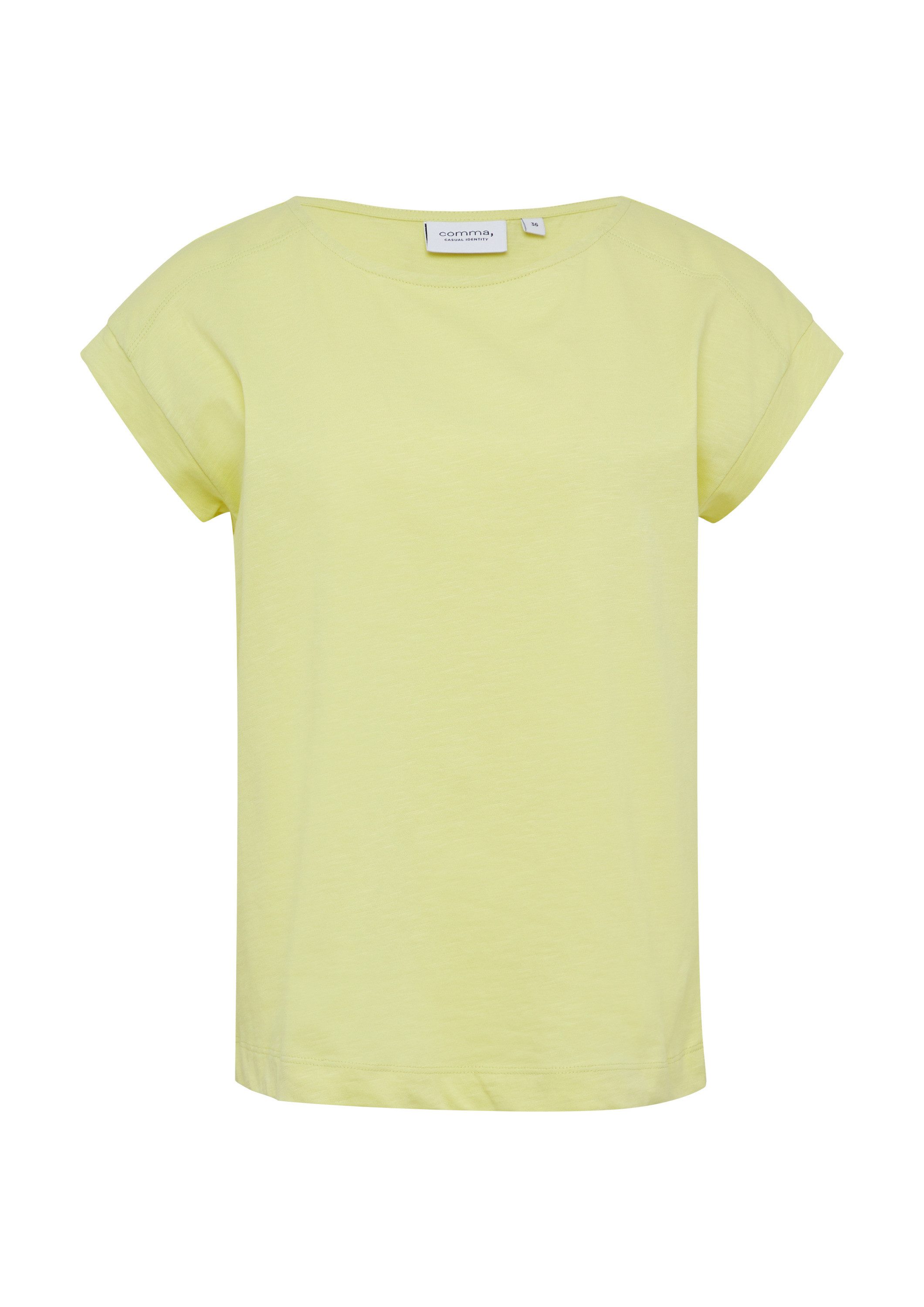comma Kurzarmshirt T-Shirt Jersey-T-Shirt mit Flammgarnstruktur günstig online kaufen