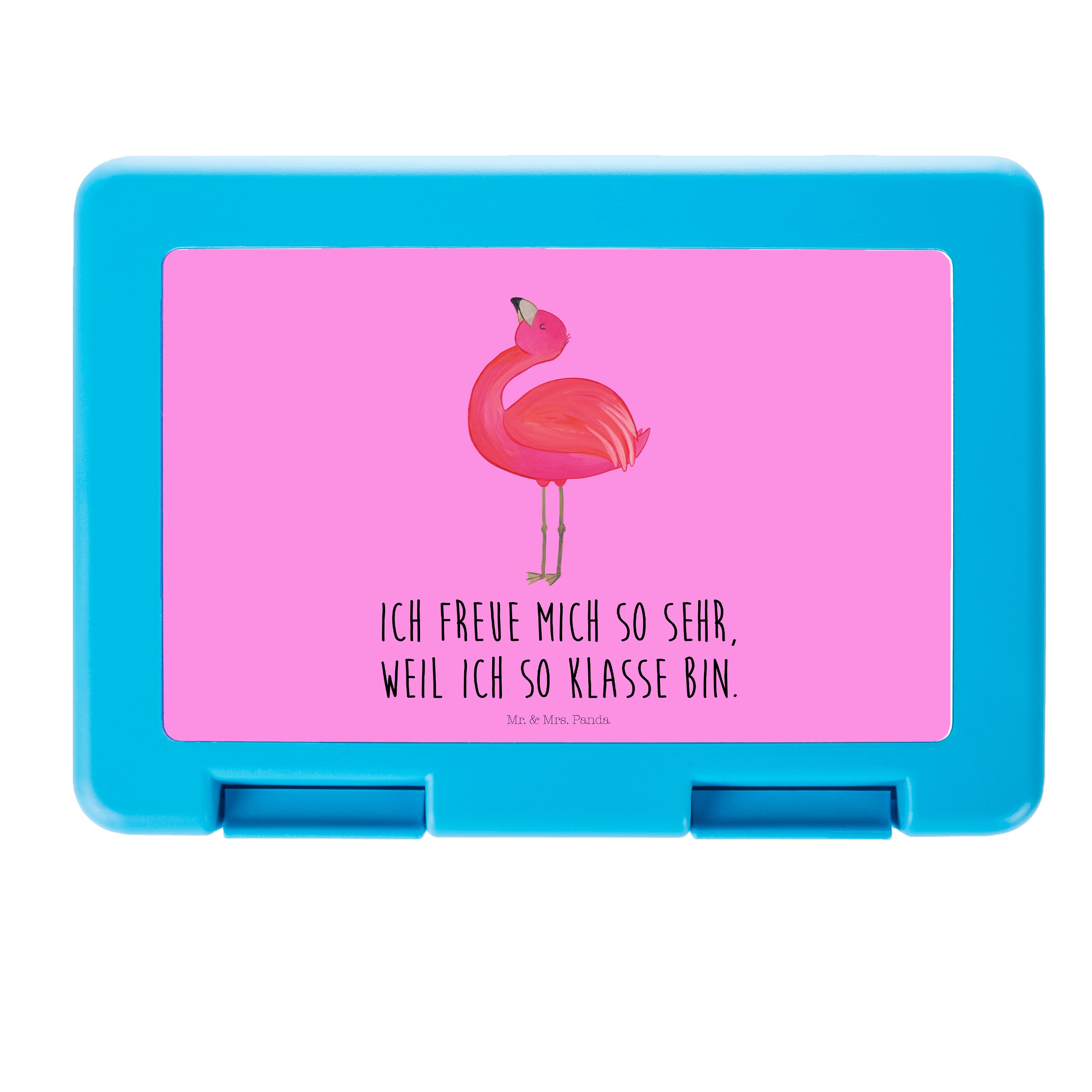 Mr. & Mrs. Panda Butterdose Flamingo stolz - Aquarell Pink - Geschenk, glücklich, Brotbox, beste, Premium Kunststoff, (1-tlg)