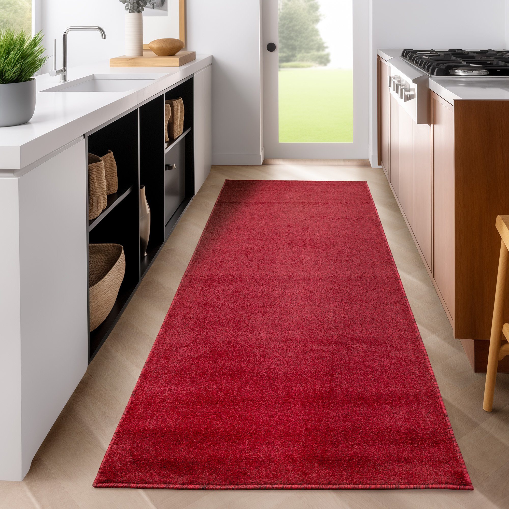 SIMPEX24 Teppich Unicolor - Einfarbig, Läufer, Höhe: 11 mm, Einfarbig Kurzflor Teppich Wohnzimmer Verschiedene Farben und Größen