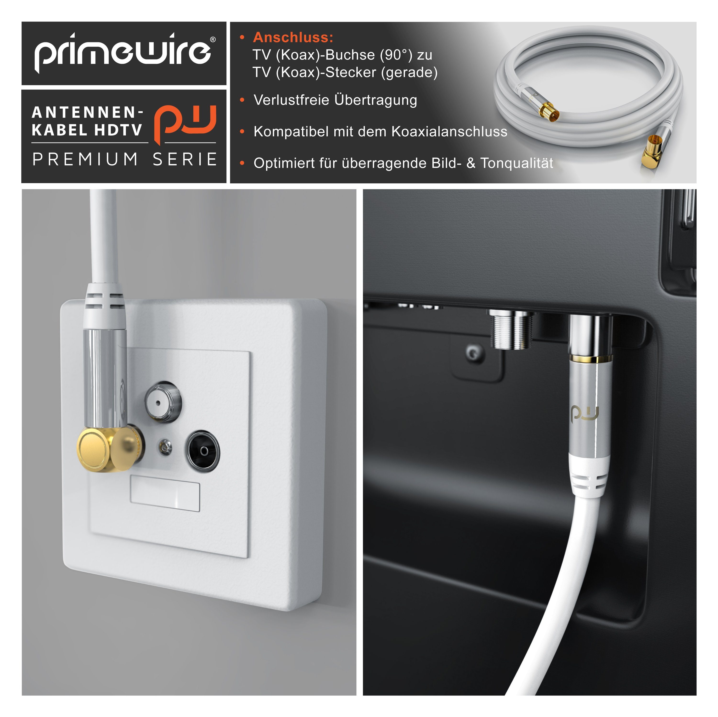 Primewire Antennenkabel gewinkelt, Koaxialkabel 75 Ohm TV HDTV DVB-T Radio -2m TV-Kabel, Koaxial, RF Buchse, IEC Stecker (200 cm), 135 dB, störungsfrei geschirm – Bild 5 von 5