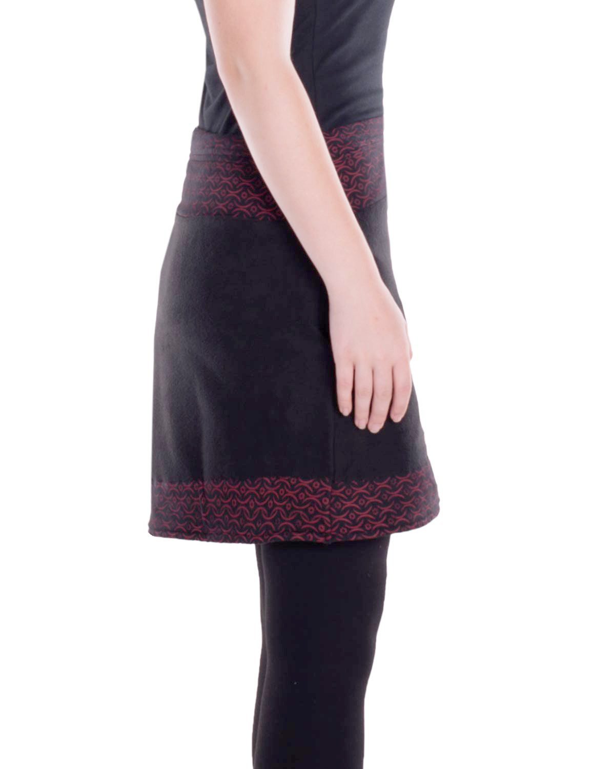 Vishes A-Linien-Rock Thermorock warmer Damen Winterrock kurz Taschenrock aus ECO-Fleece Hippie, Retro, Style, Alternative Bekleidung