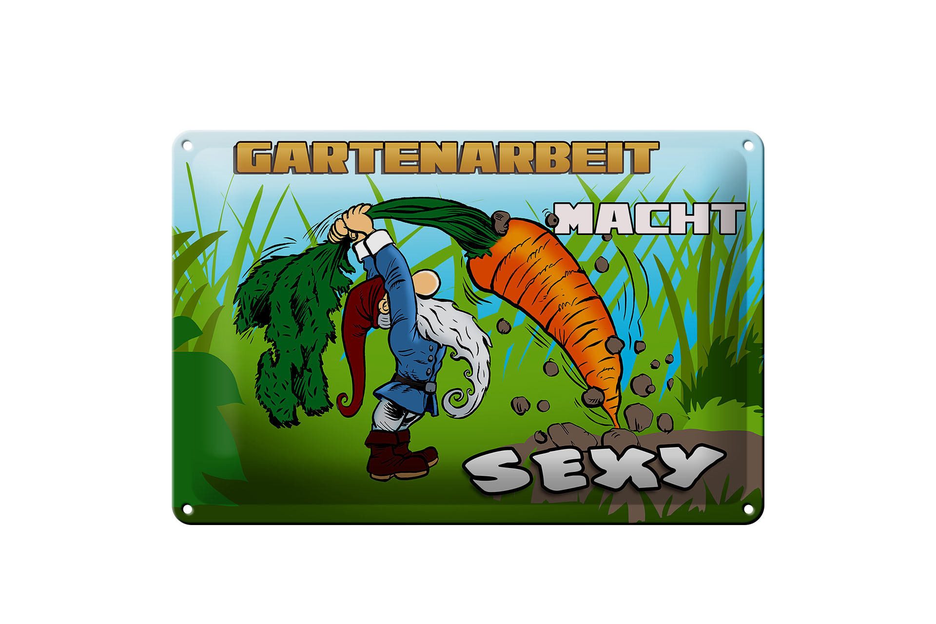 Hebold Metallschild Schild Blech 30x20cm - Made in Germany - Spruch Gartenarbeit macht sex
