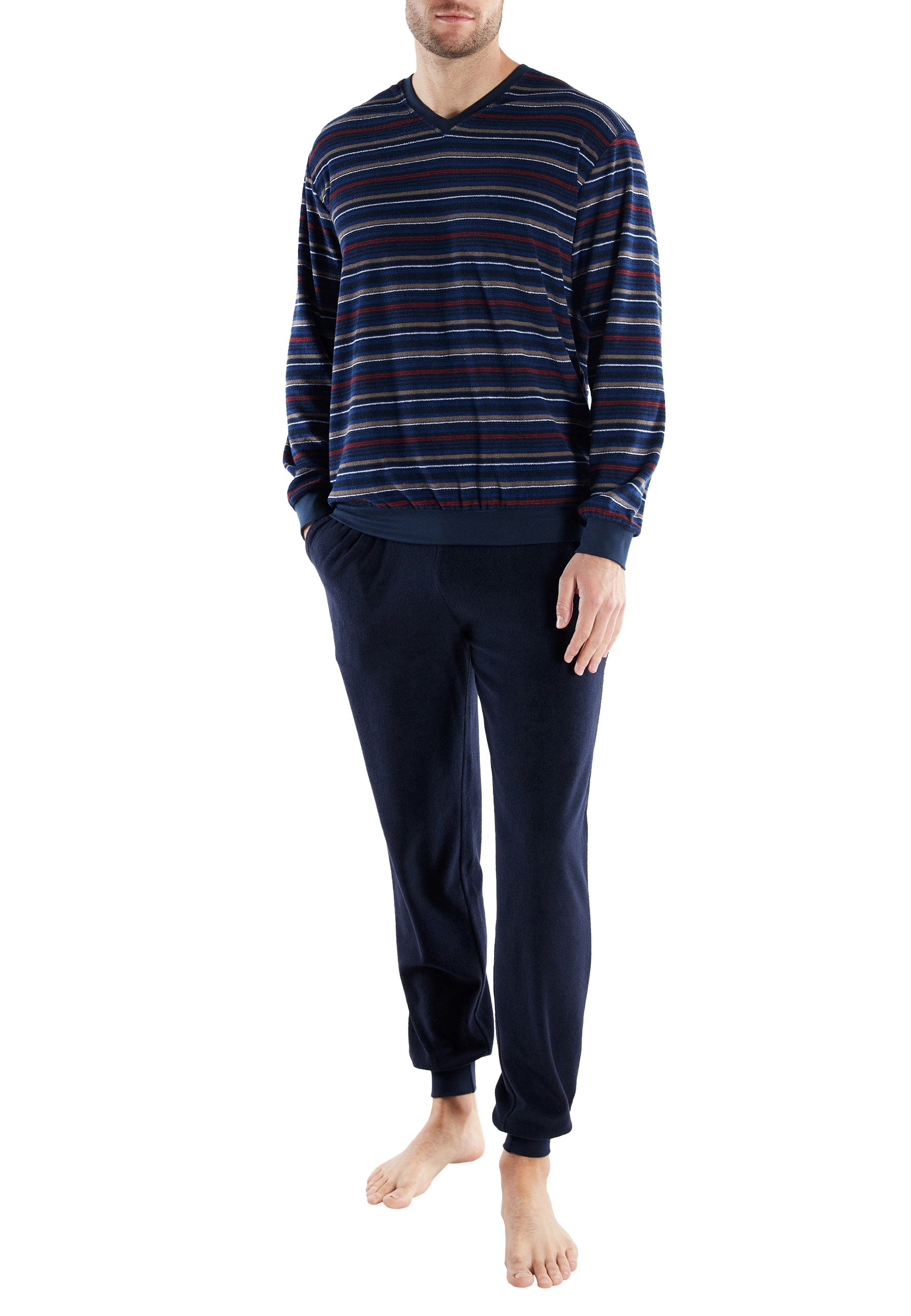 GÖTZBURG Pyjama GÖTZBURG Herren Pyjama blau quergestreift (1 tlg) günstig online kaufen