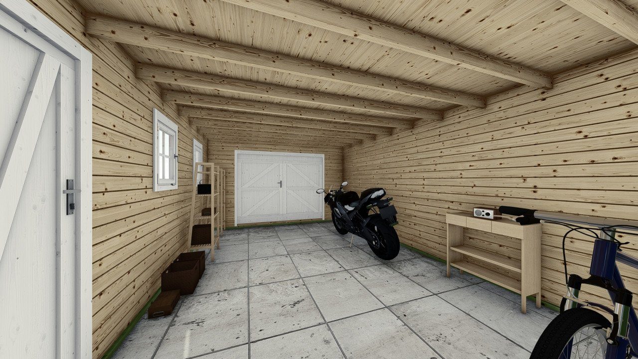 Norwegen aus Holztor natur, Finn 50 Holzgarage Blockhaus Einzelgarage mit Holz Garage Art