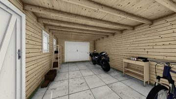Finn Art Blockhaus Garage Holzgarage Norwegen 50 mit Holztor natur, Einzelgarage aus Holz