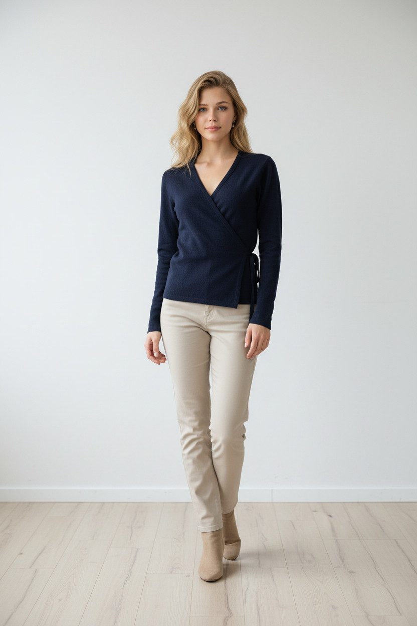 Zuckerwatte Wickelpullover Wickelpullover aus weicher Merino Cashmere Mischung