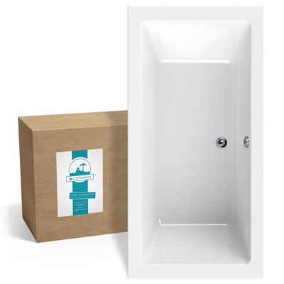 Calmwaters Badewanne Modern Square 2, (1-tlg), Weiß, 190 x 90 cm, Acryl, für zwei Personen, ergonomisch, 02SL3322