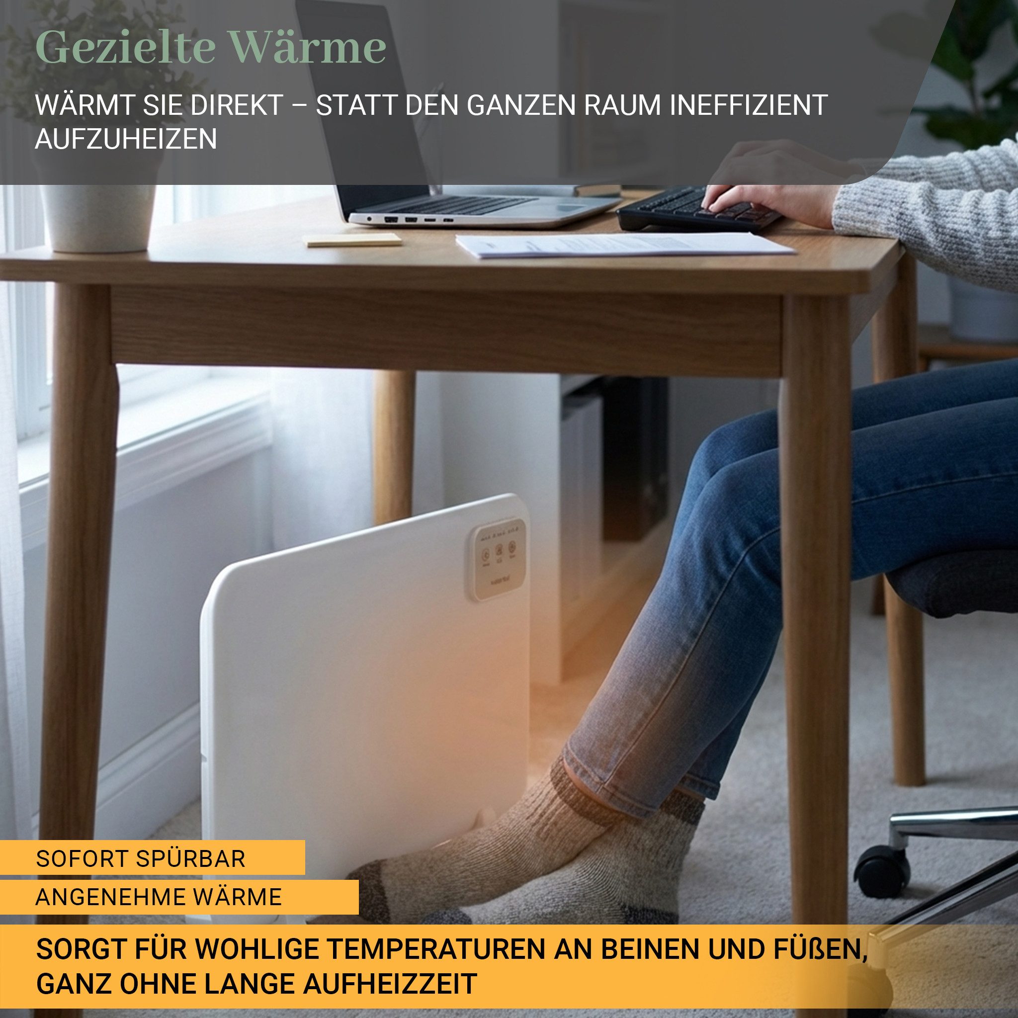 Heidenfeld Heizgerät 3in1 Tischheizung HF-TH120, Abschaltautomatik & Montagematerial, Heizung mit Heizstufen, Tischheizung, Heizung, Elektroheizung