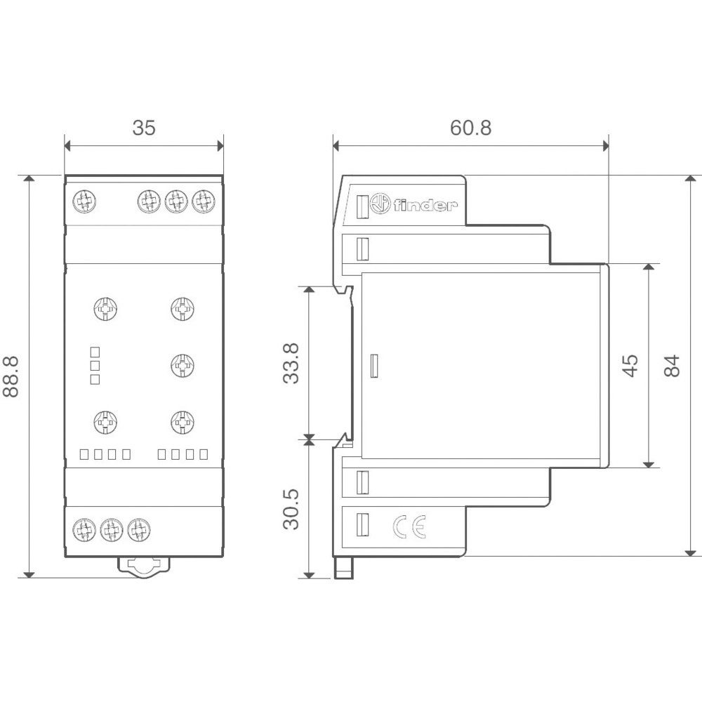 finder Sicherheitsrelais Überwachungsrelais 380 - 415 V/AC 1 Wechsler Finder 70.41.8.400.2030, (70.41.8.400.2030)